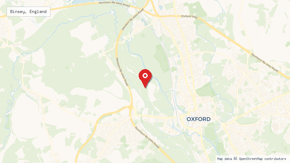 Street map of Binsey, England with location pin
