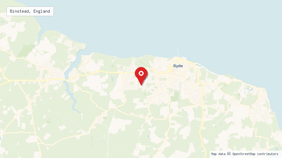 Street map of Binstead, England with location pin