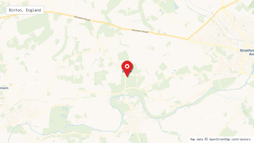 Street map of Binton, England with location pin