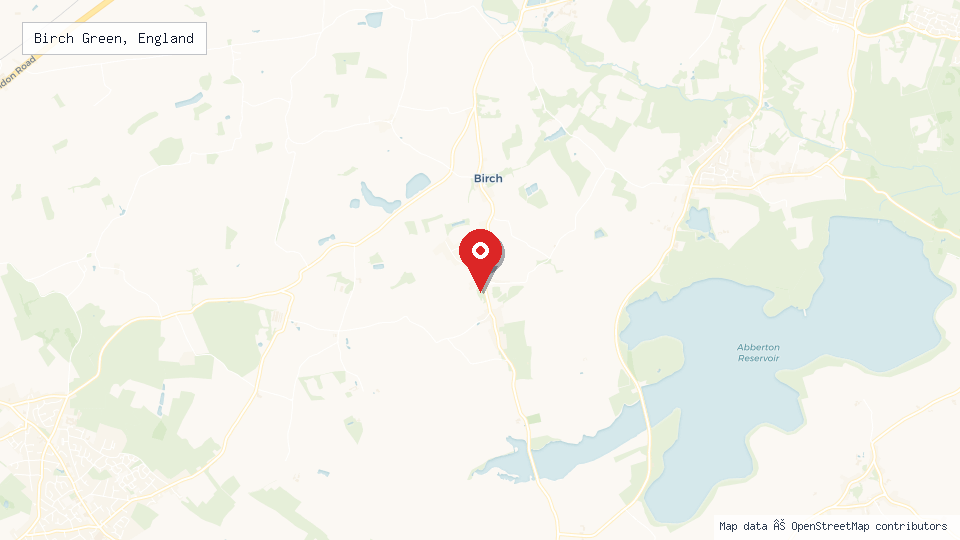 Street map of Birch Green, England with location pin