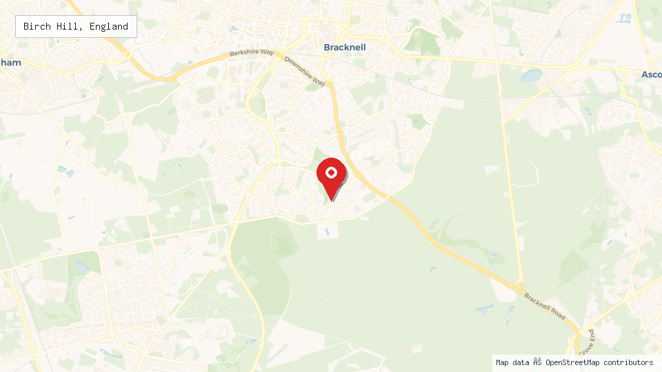 Street map of Birch Hill, England with location pin