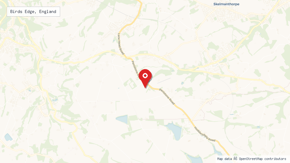 Street map of Birds Edge, England with location pin