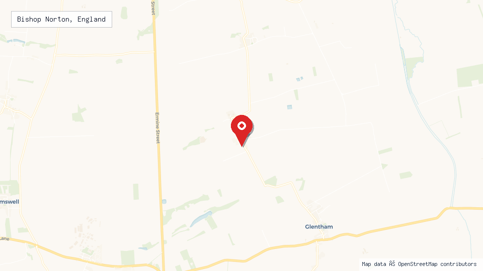 Street map of Bishop Norton, England with location pin