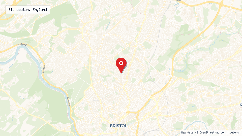 Street map of Bishopston, England with location pin