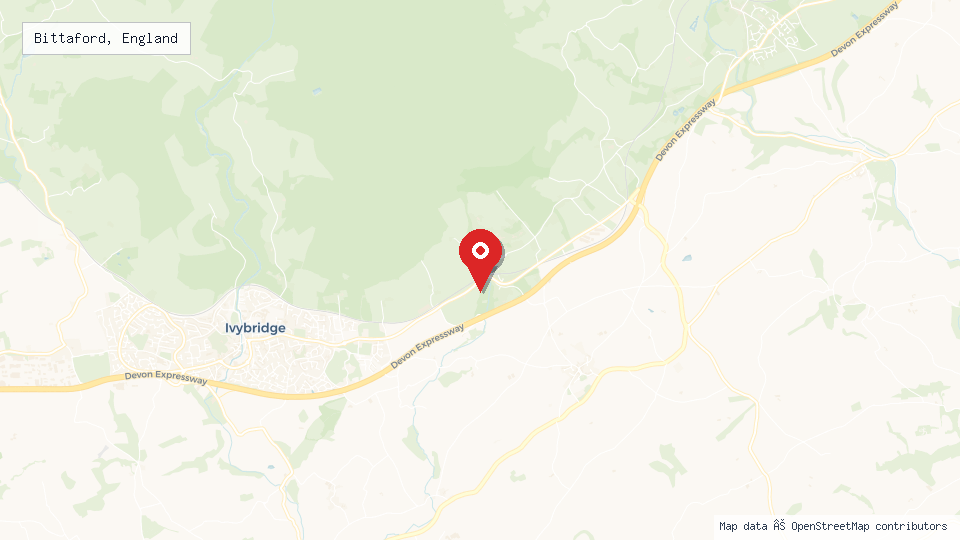 Street map of Bittaford, England with location pin