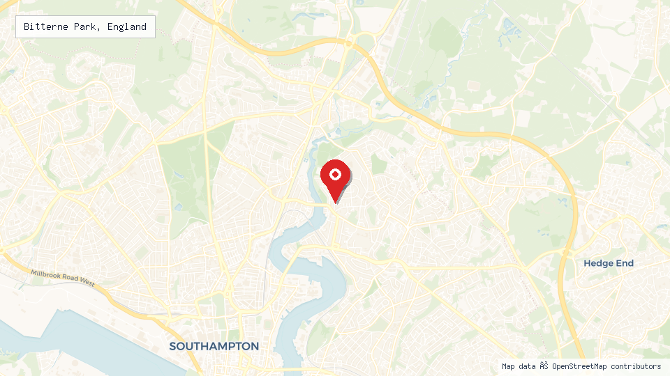 Street map of Bitterne Park, England with location pin