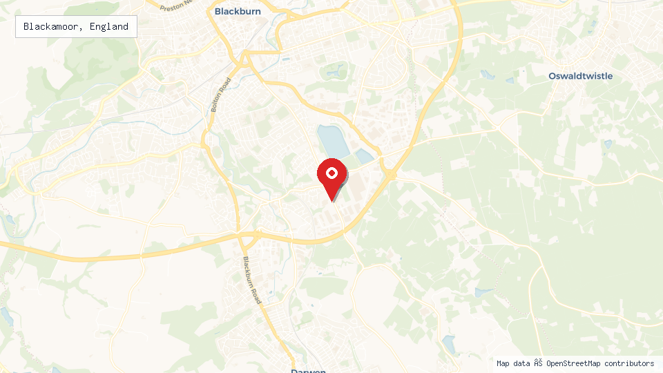 Street map of Blackamoor, England with location pin