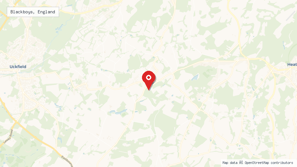 Street map of Blackboys, England with location pin