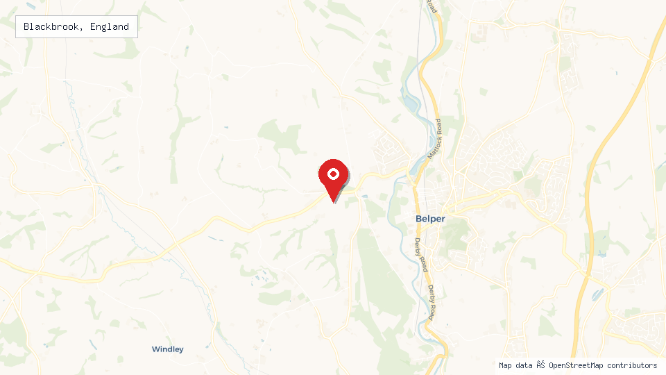 Street map of Blackbrook, England with location pin