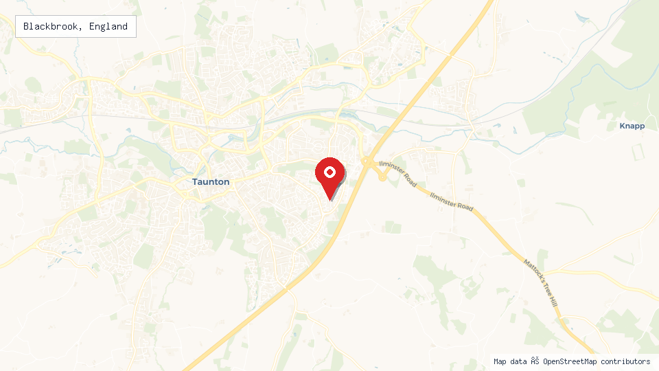Street map of Blackbrook, England with location pin