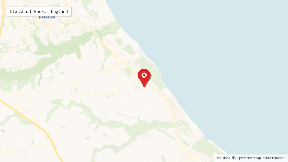 Street map of Blackhall Rocks, England with location pin