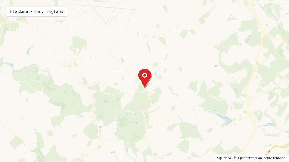 Street map of Blackmore End, England with location pin