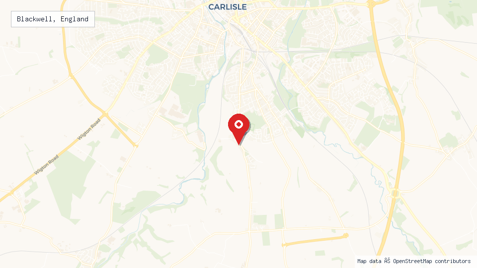 Street map of Blackwell, England with location pin