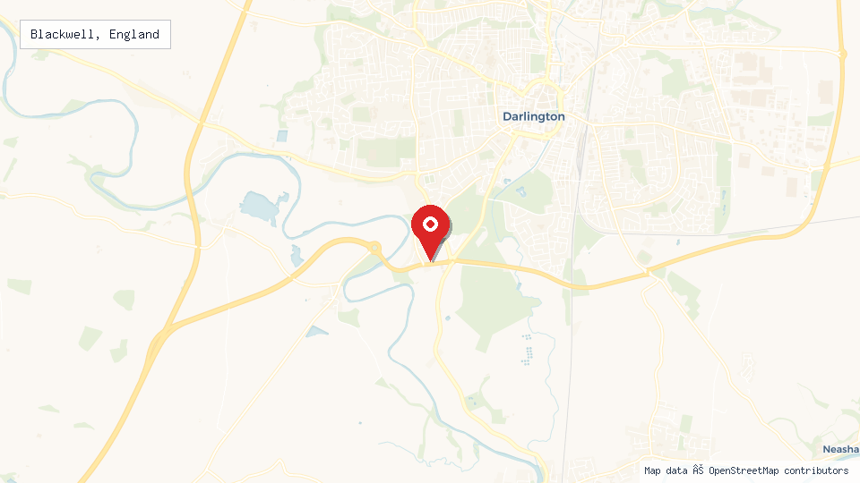 Street map of Blackwell, England with location pin