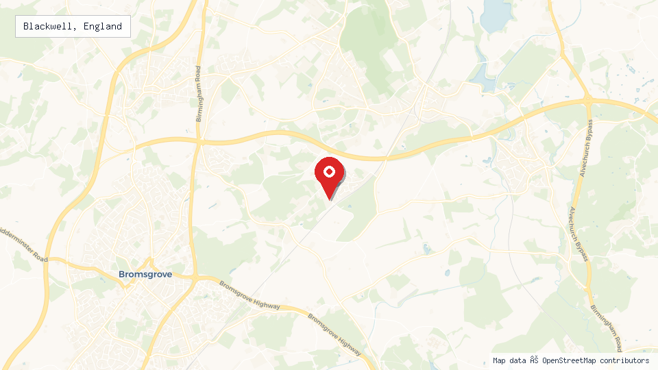 Street map of Blackwell, England with location pin