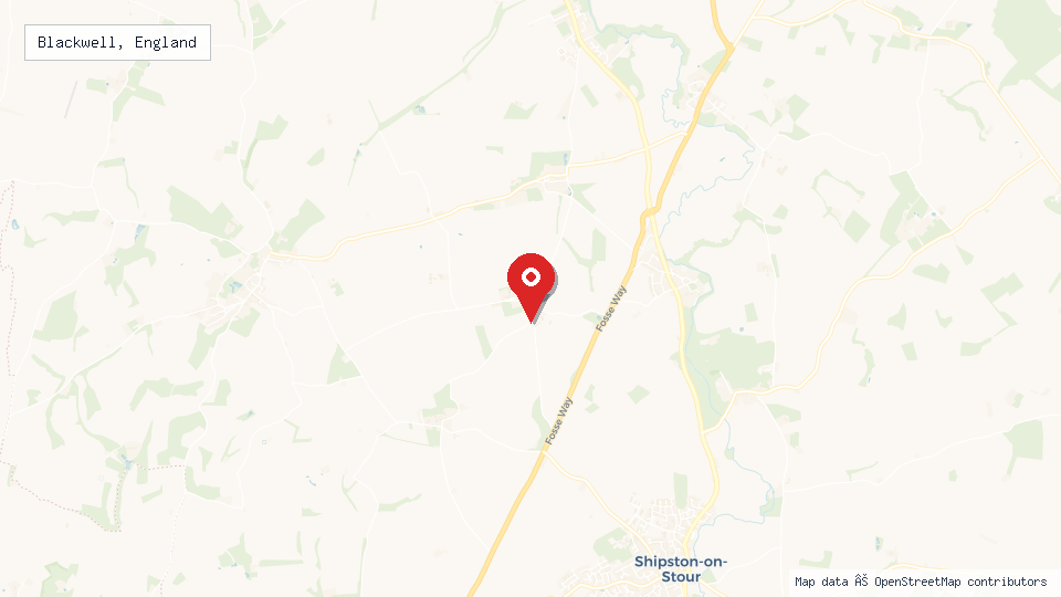 Street map of Blackwell, England with location pin