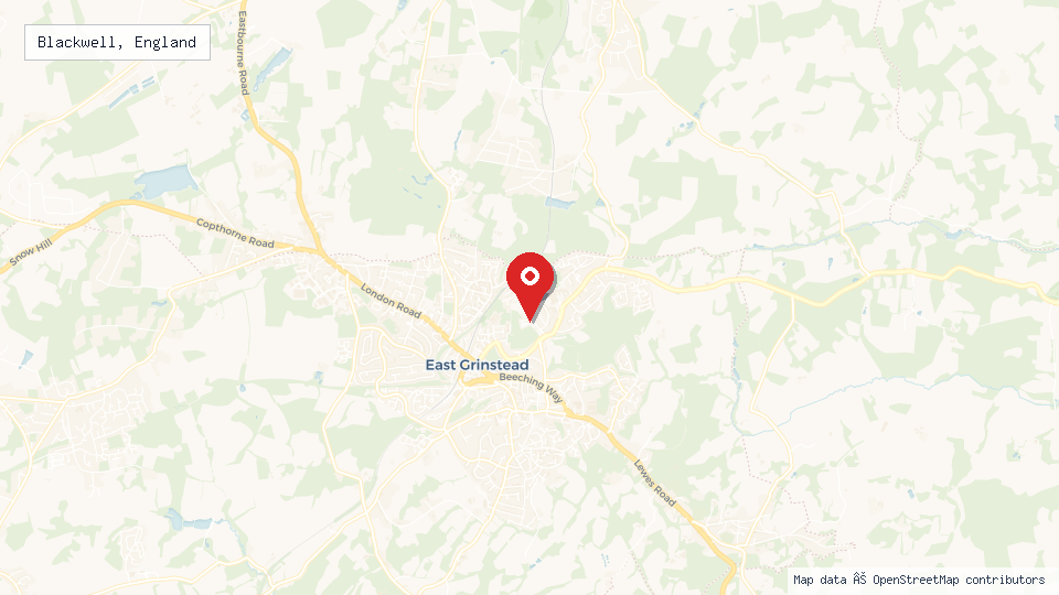 Street map of Blackwell, England with location pin