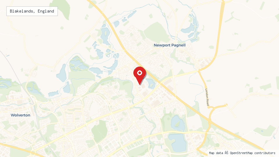 Street map of Blakelands, England with location pin