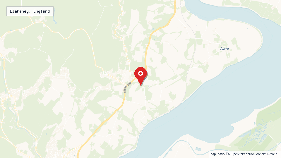 Street map of Blakeney, England with location pin