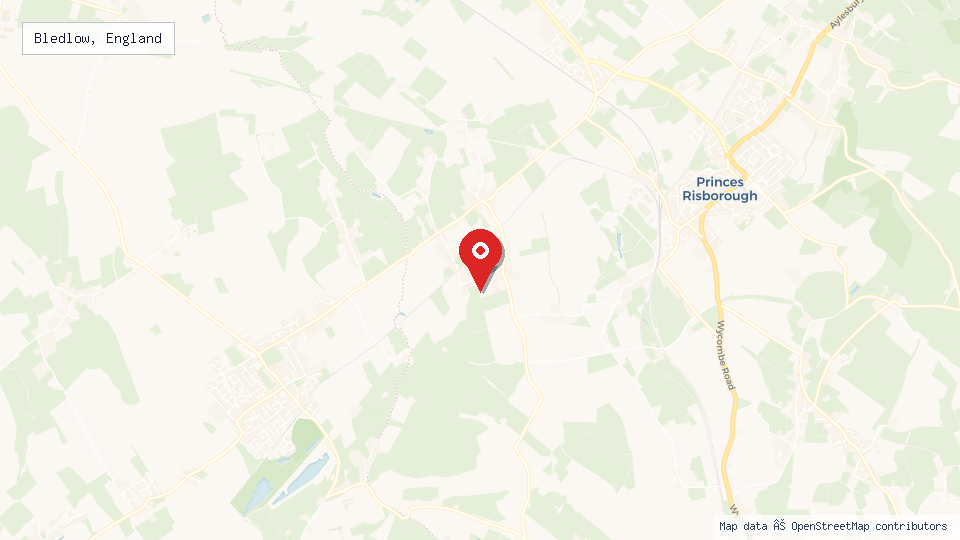 Street map of Bledlow, England with location pin