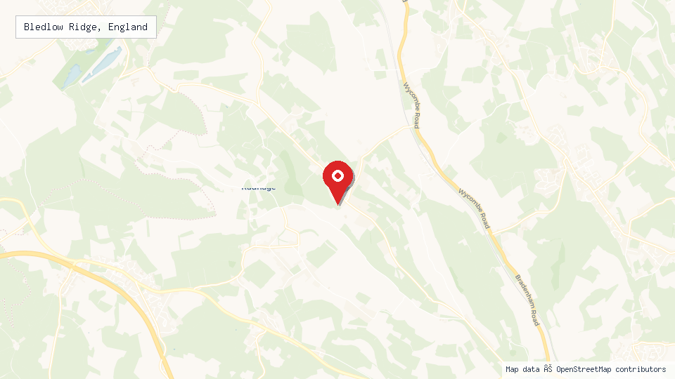 Street map of Bledlow Ridge, England with location pin