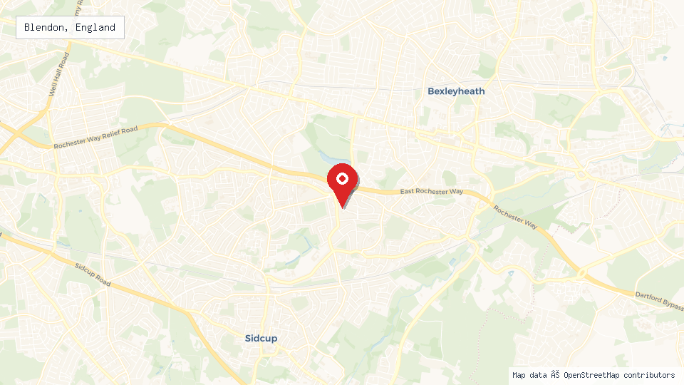 Street map of Blendon, England with location pin
