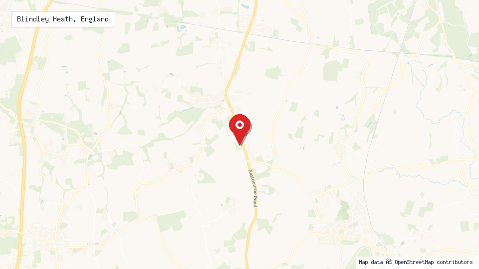 Street map of Blindley Heath, England with location pin