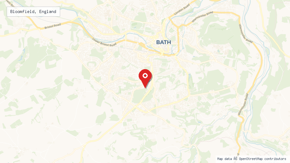 Street map of Bloomfield, England with location pin
