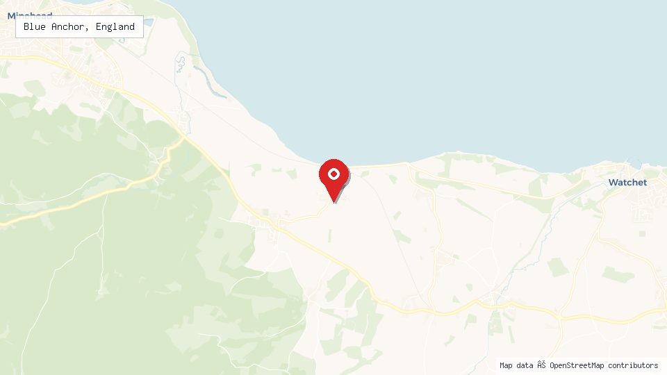 Street map of Blue Anchor, England with location pin
