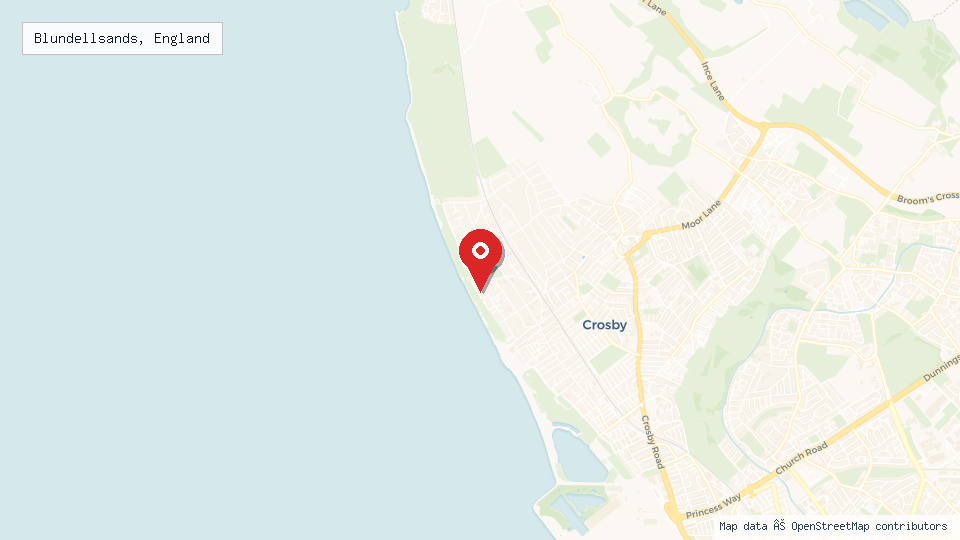 Street map of Blundellsands, England with location pin