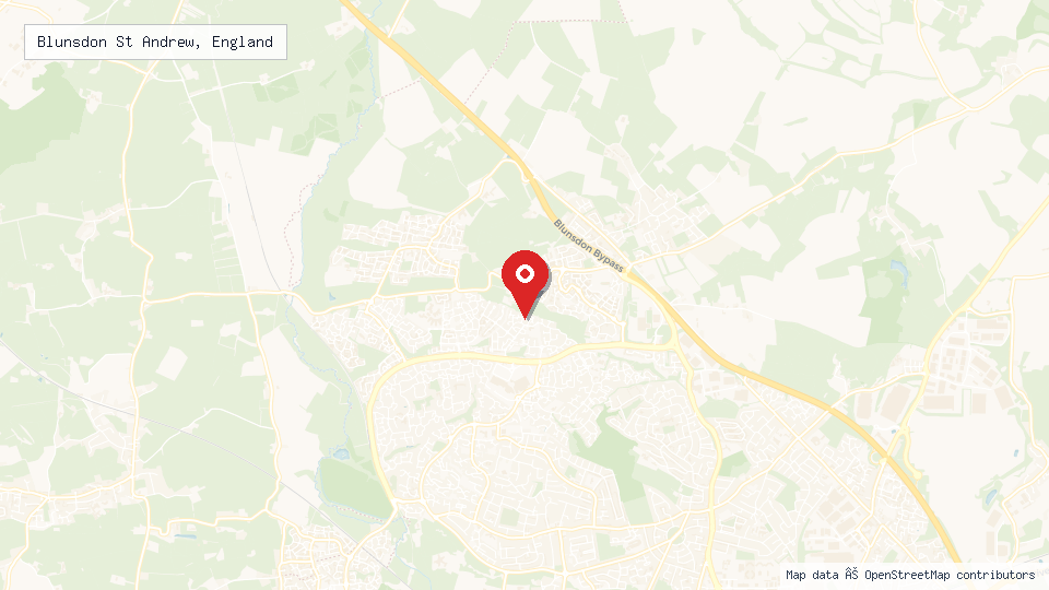 Street map of Blunsdon St Andrew, England with location pin