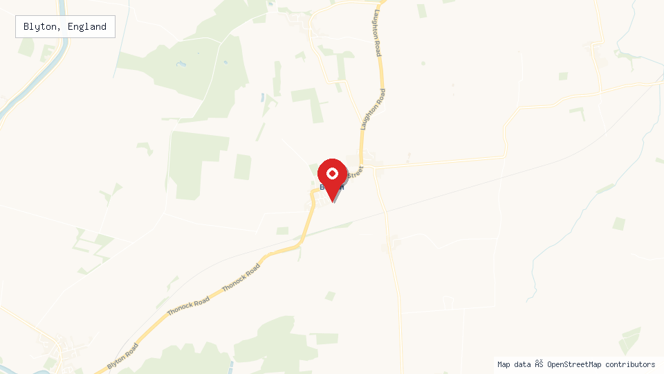 Street map of Blyton, England with location pin
