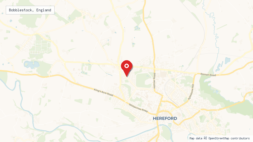 Street map of Bobblestock, England with location pin
