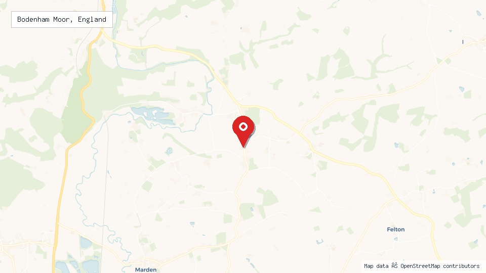 Street map of Bodenham Moor, England with location pin