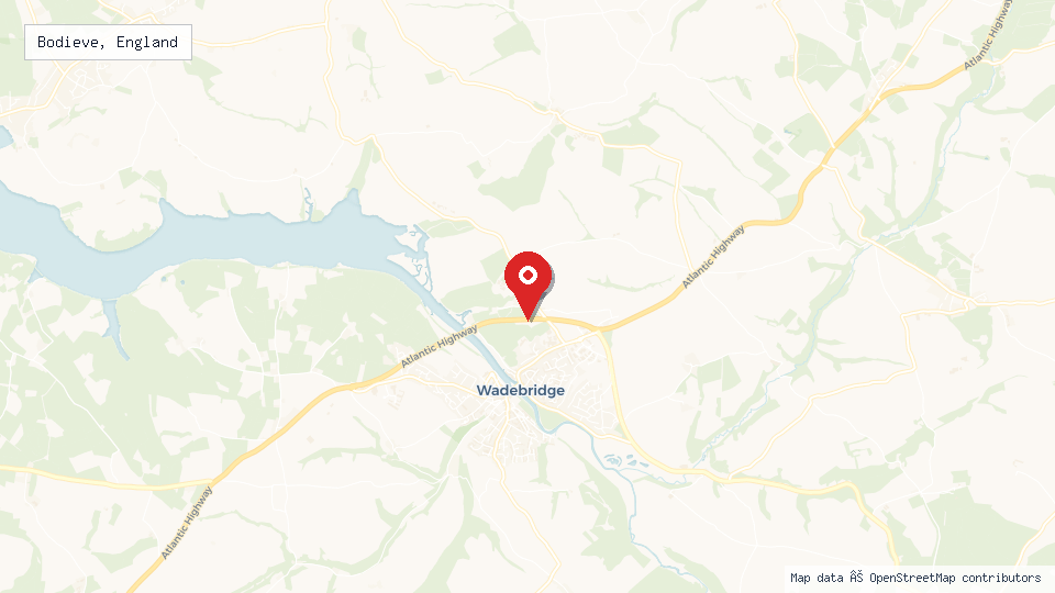 Street map of Bodieve, England with location pin