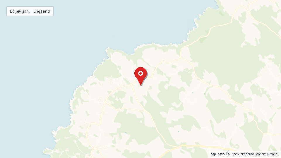 Street map of Bojewyan, England with location pin