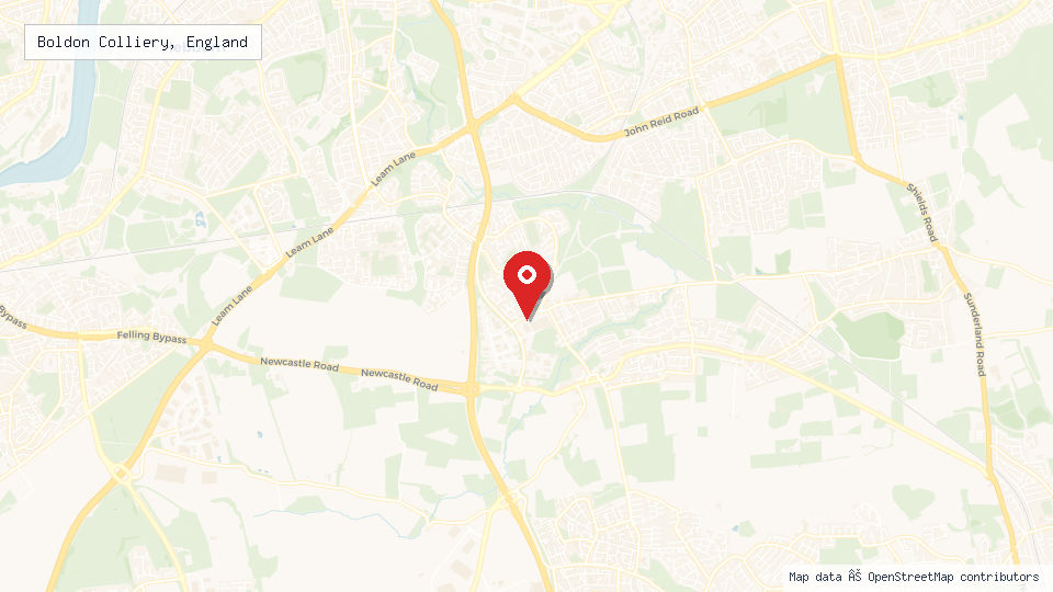 Street map of Boldon Colliery, England with location pin