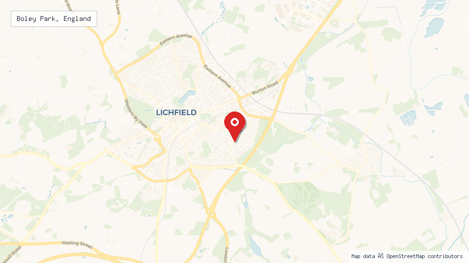 Street map of Boley Park, England with location pin