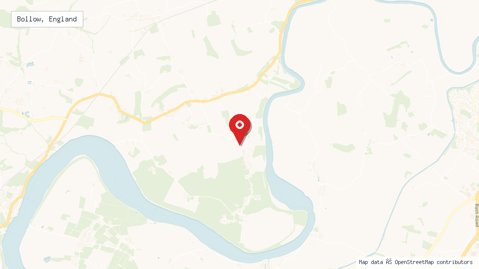 Street map of Bollow, England with location pin
