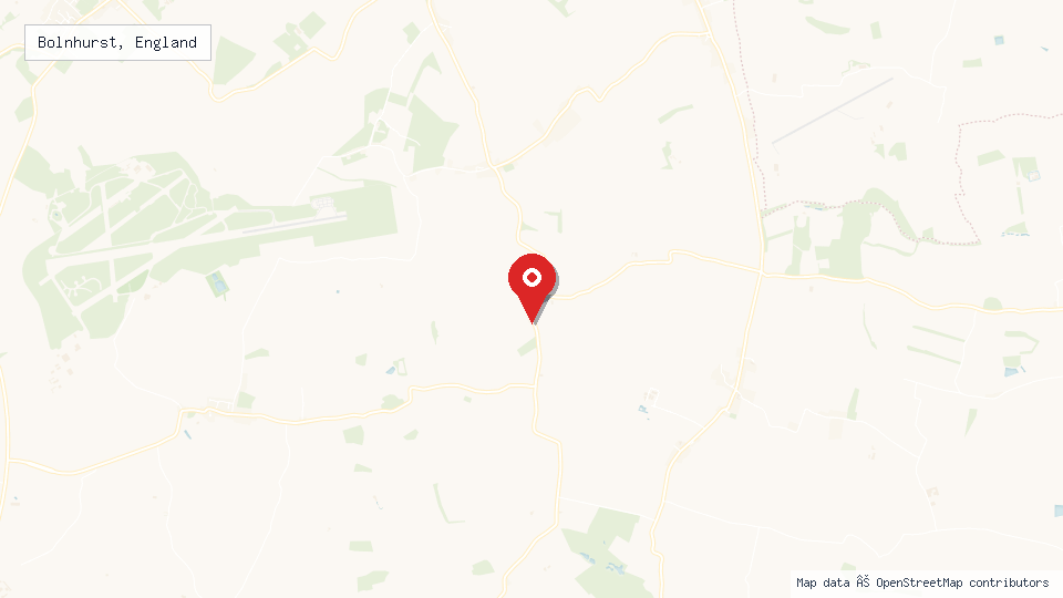 Street map of Bolnhurst, England with location pin