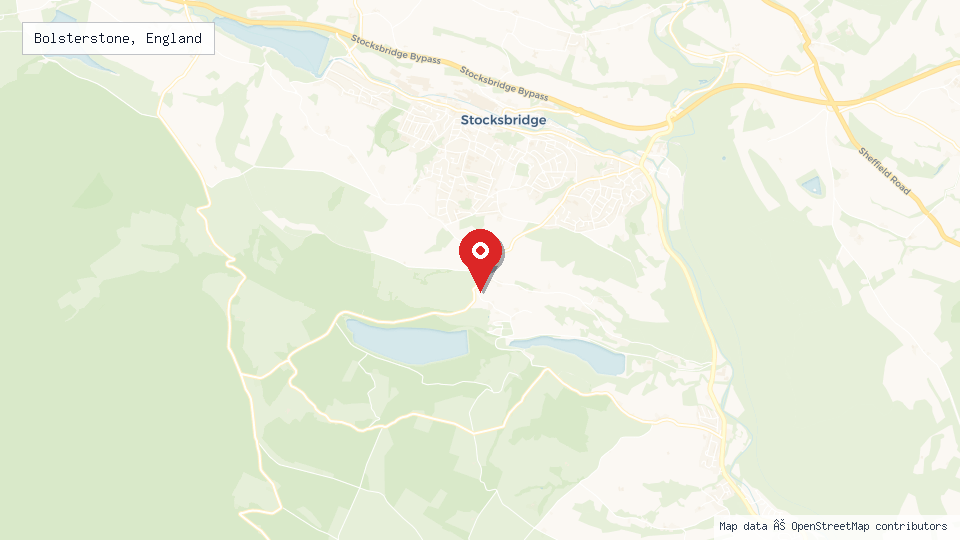 Street map of Bolsterstone, England with location pin