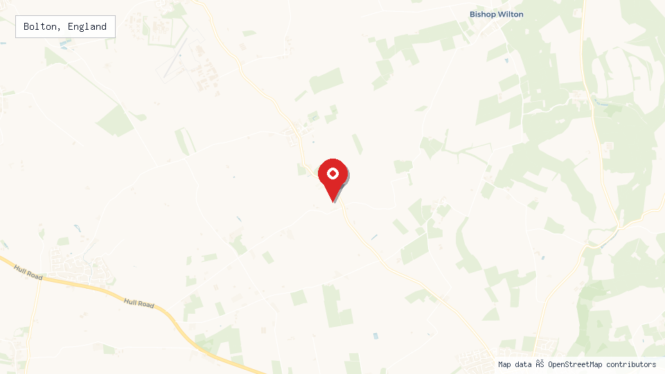 Street map of Bolton, England with location pin