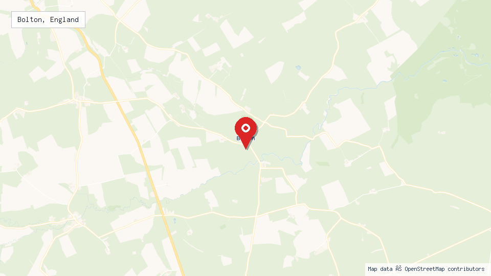 Street map of Bolton, England with location pin