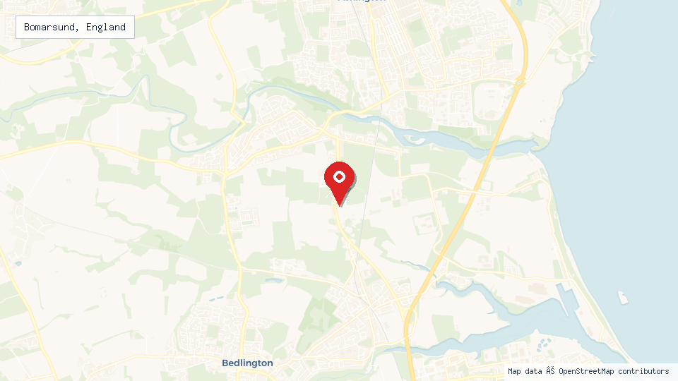 Street map of Bomarsund, England with location pin