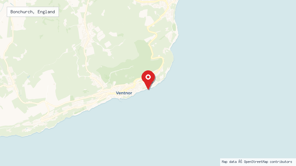 Street map of Bonchurch, England with location pin