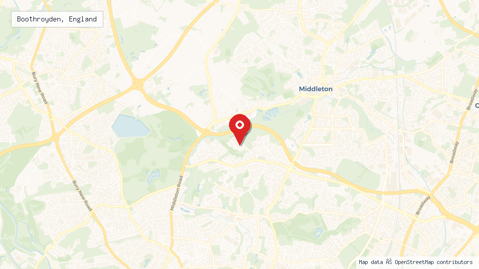 Street map of Boothroyden, England with location pin