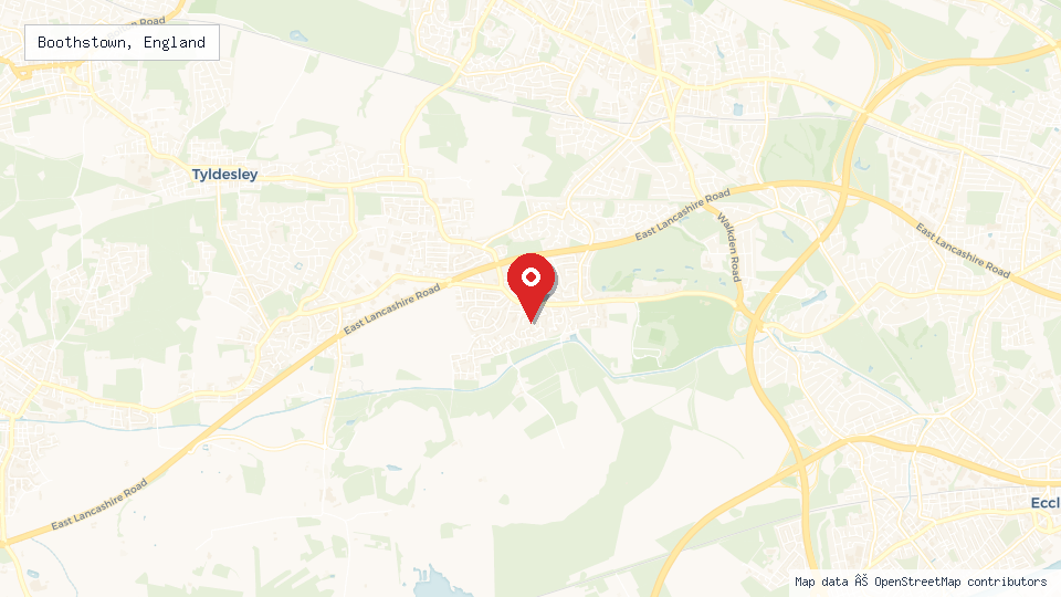 Street map of Boothstown, England with location pin