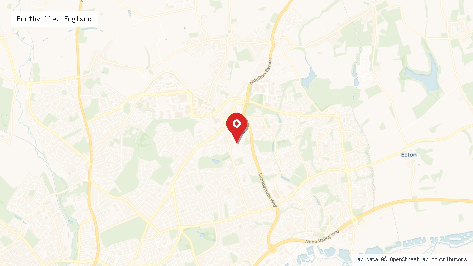 Street map of Boothville, England with location pin