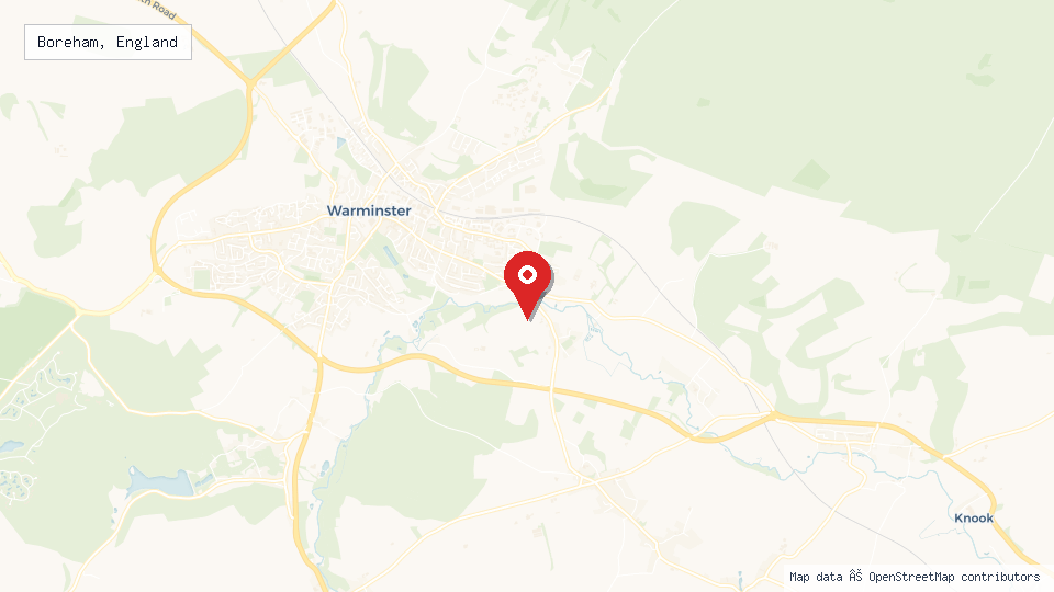 Street map of Boreham, England with location pin