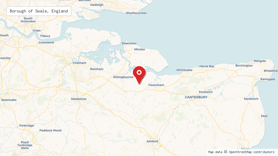 Street map of Borough of Swale, England with location pin